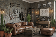 Golden Blood maskulint rum med våben buer motorcykler