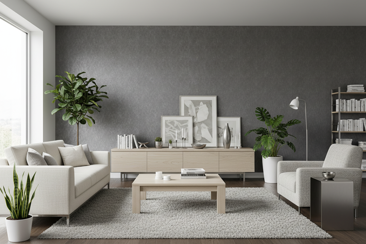 Grey Bornholm mørk grå med lyse møbler