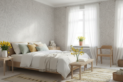 Hexagon Lines forår soveværelse med 3 gule blomster