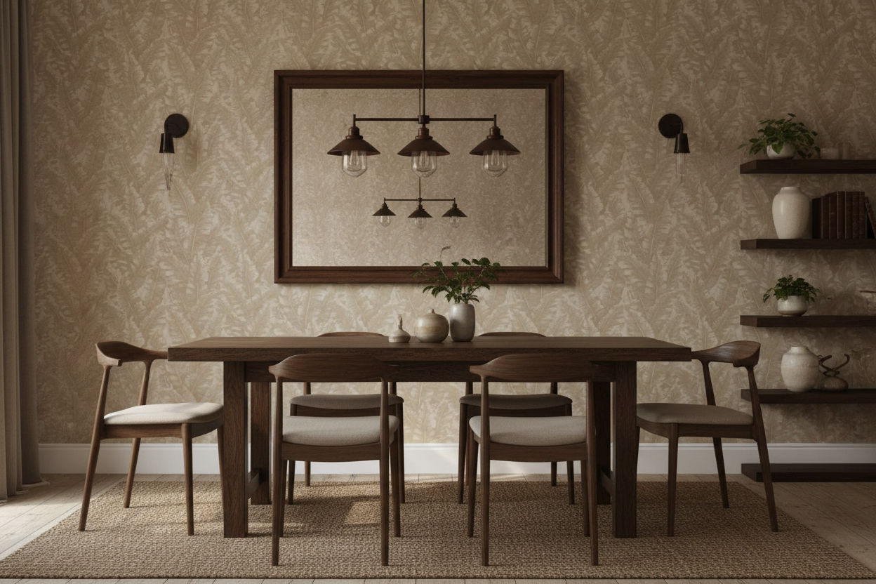 Beige Leaves interiør med spejl