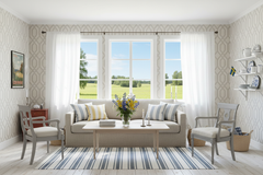 Geometric Pearl svensk sommerhus stue