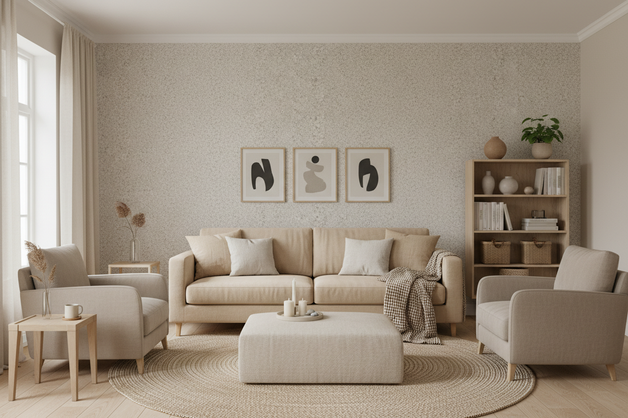 Langeland Beach med beige møblement